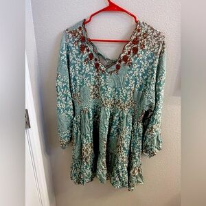 Lace up floral dress